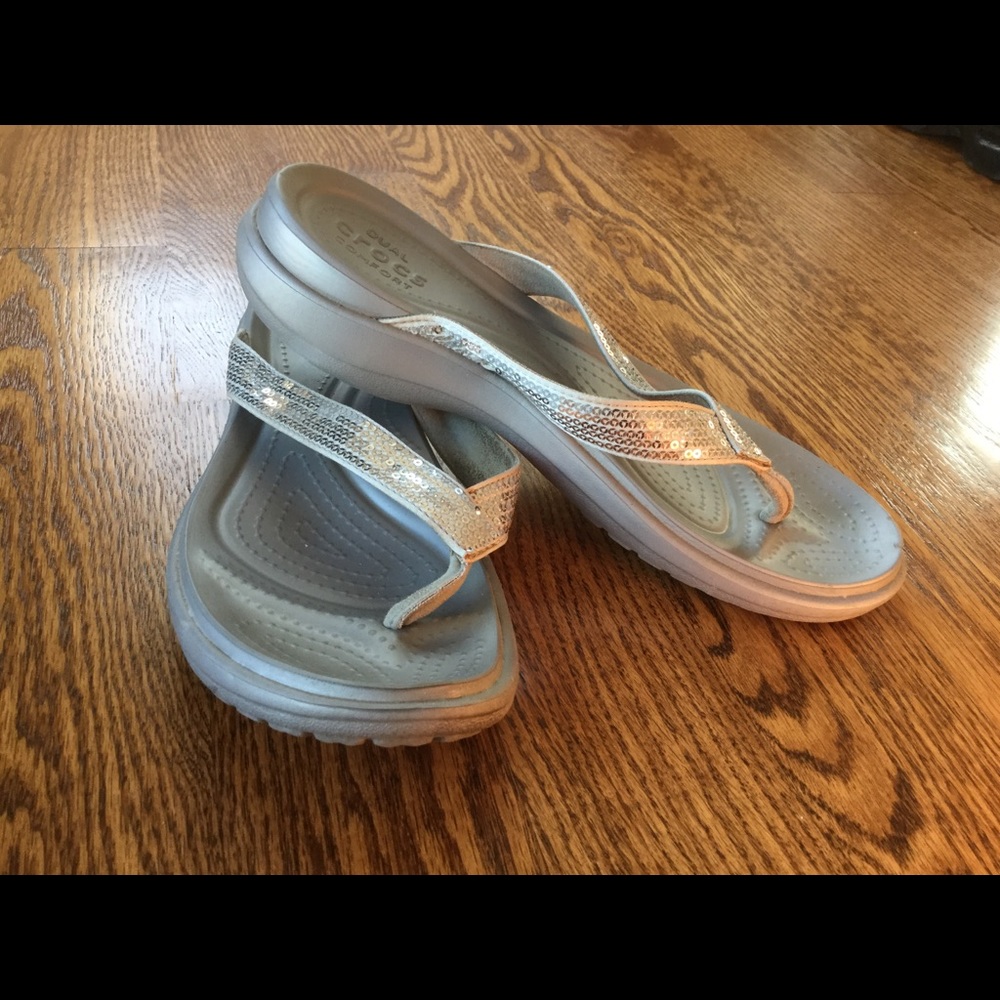 Crocs platform flip flops